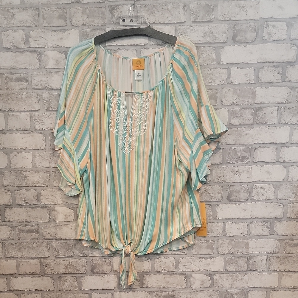 Ruby Rd.  Tie Front Spring Breeze NWT 2x Top